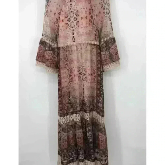 Bebe Women's Bohemian Maxi Dress Size 4 Multicolor Floral Paisley NWT Fairy - Picture 4 of 8